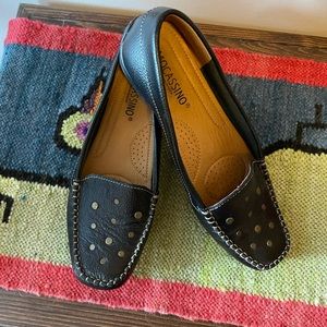 Black original leather loafers.
